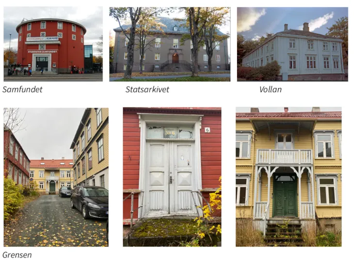 ulike bygninger i området