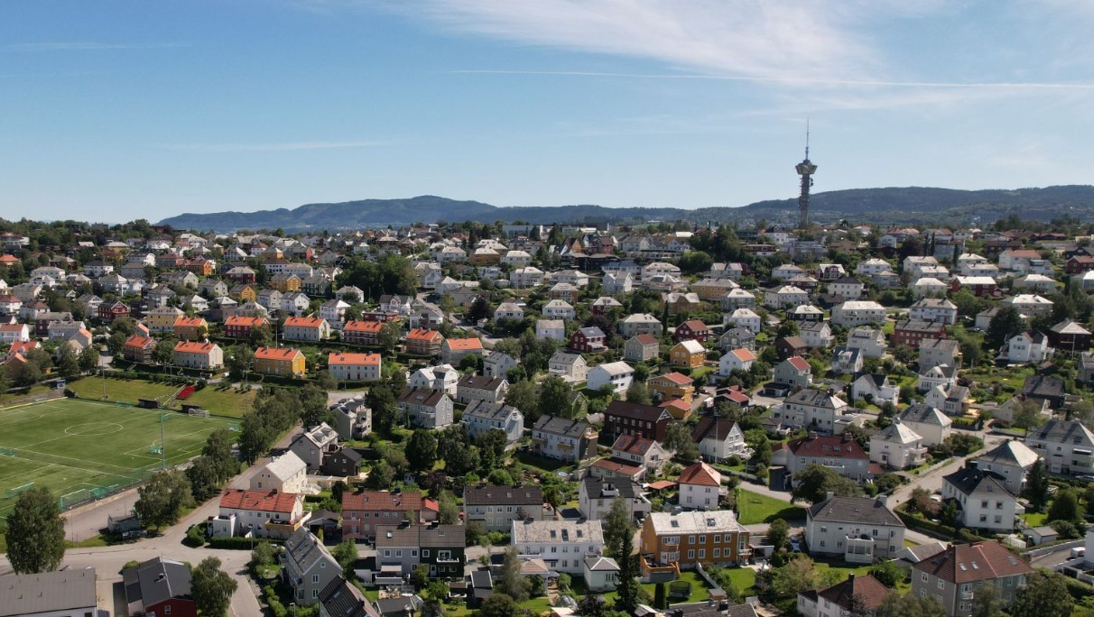 Dronefoto over Øvre Rosenborg