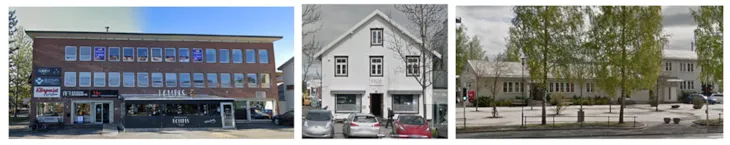 Ulike bygninger i Heimdal sentrum