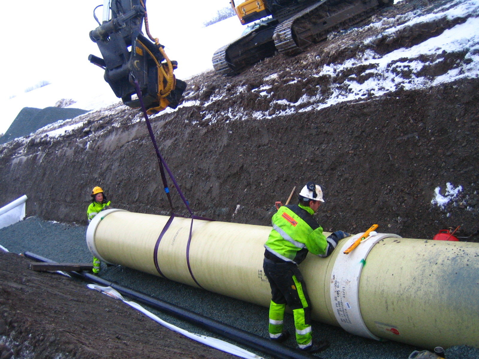 Anleggsomr&aring;de med legging av r&oslash;r