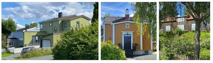 Tre ulike villaer i Møllebakken