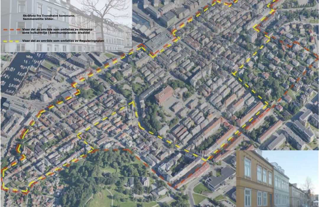 M&oslash;llenberg vist med omriss p&aring; flyfoto