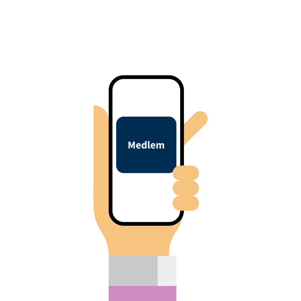 En hånd som holder en telefon det står medlem på