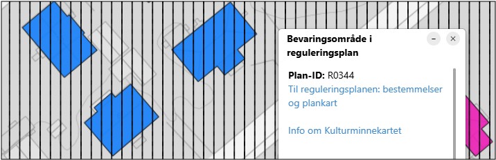 reguleringsplan i popup i kartet.