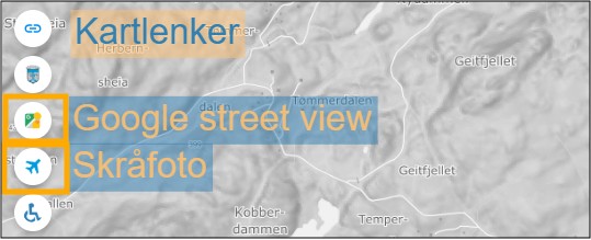 skråfoto og gatefoto-symbol i kartet