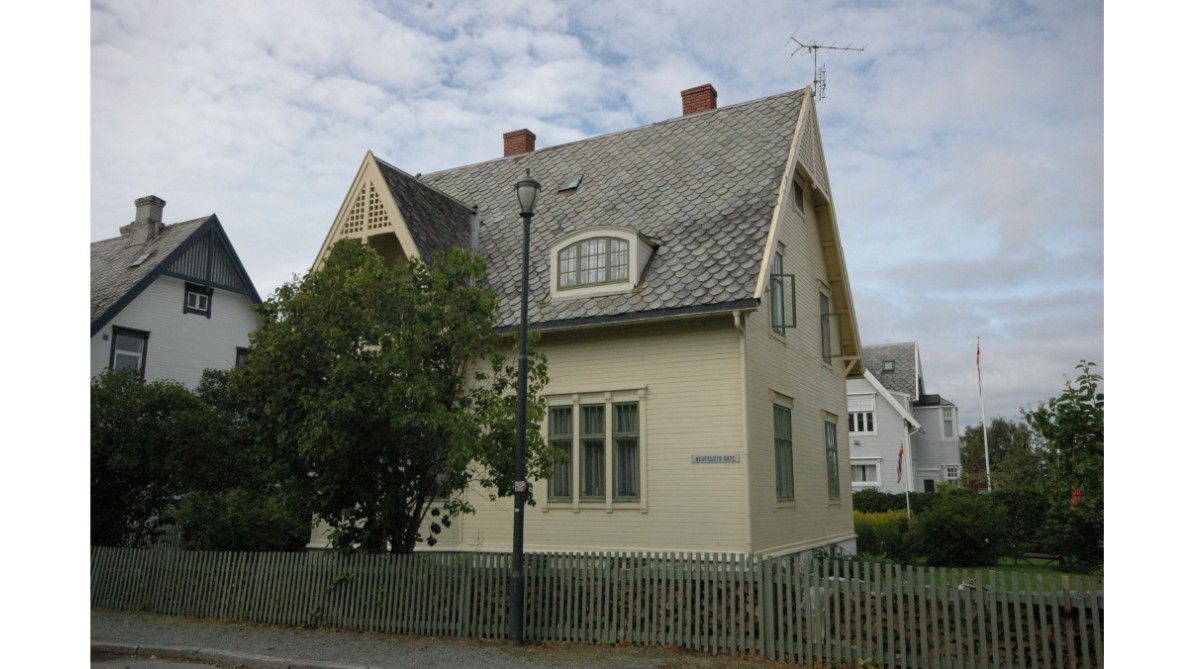 Trehus med bratt tak