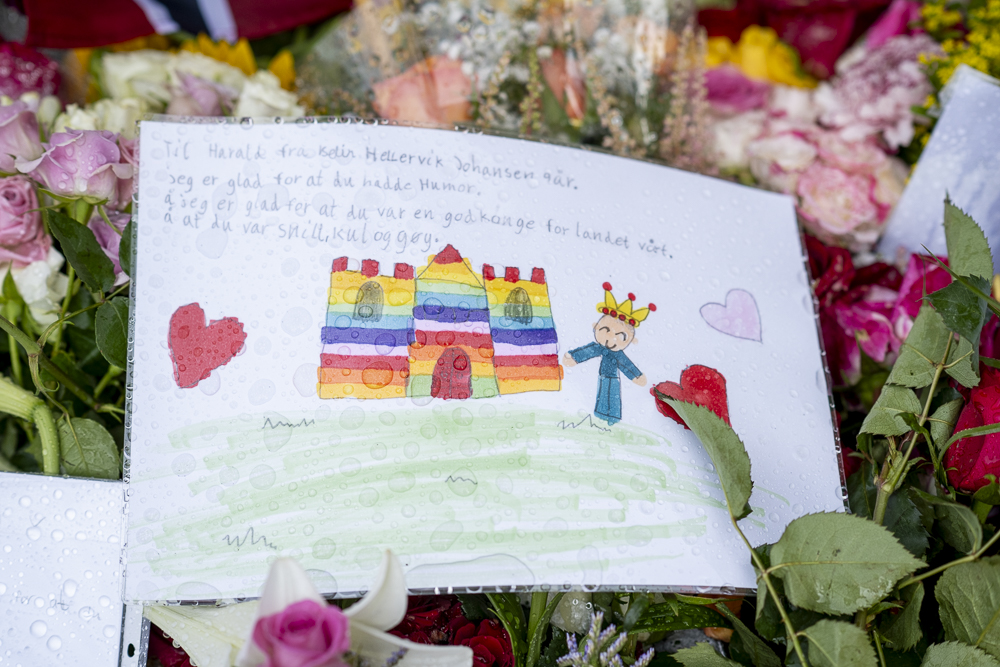En barnetegning av kongen og slottet