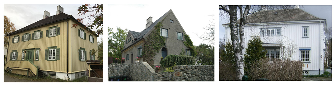 tre ulike villaer innenfor verneomr&aring;det Knausen