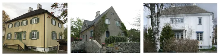 tre ulike villaer innenfor verneområdet Knausen