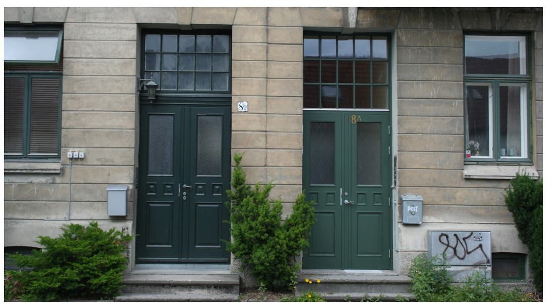 Utsnitt av fasade i Skansegata