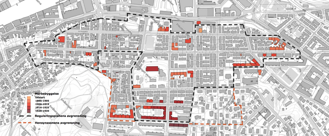En av illustrasjonene til kapittelet: Bygningstyper, Murhus fra f&oslash;r 1925 - side 22