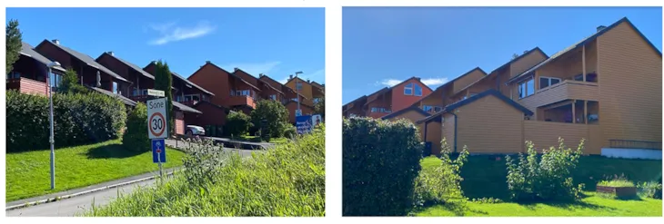 rekkehusene i gule og røde toner