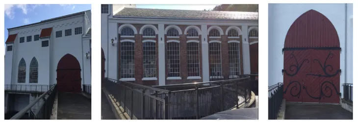 fasader med buede porter og vinduer