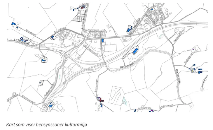 kart som viser kulturminner på Klett