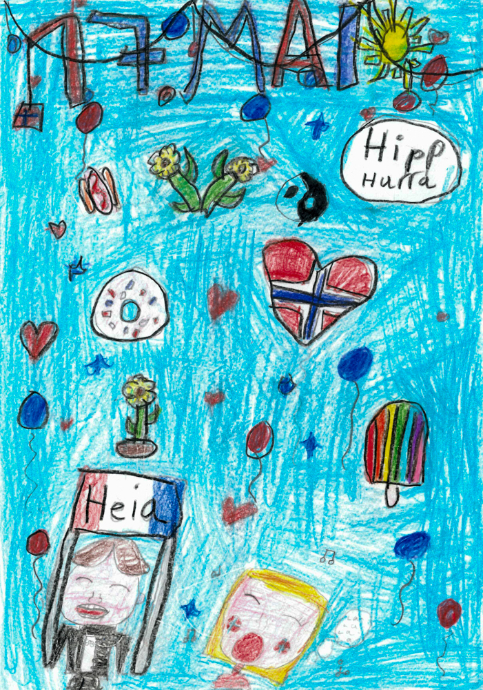 Barnetegning med 17. mai-motiv
