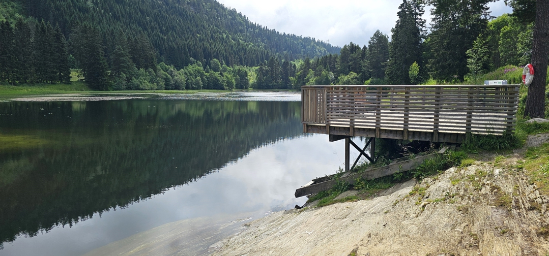 Foto av badebrygge ved Nydammen