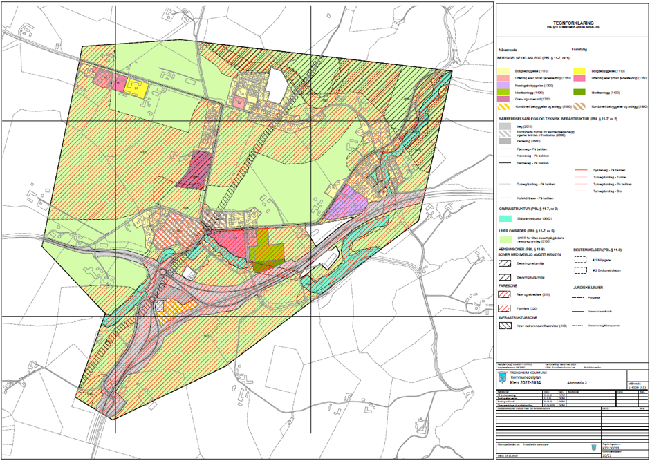 Bildet viser vedtatt kommunedelplan for Klett