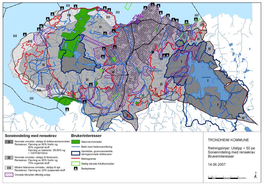 Kart om soneinndeling med rensekrav