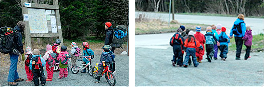 Barnehage p&aring; tur ved Ferista i Bymarka