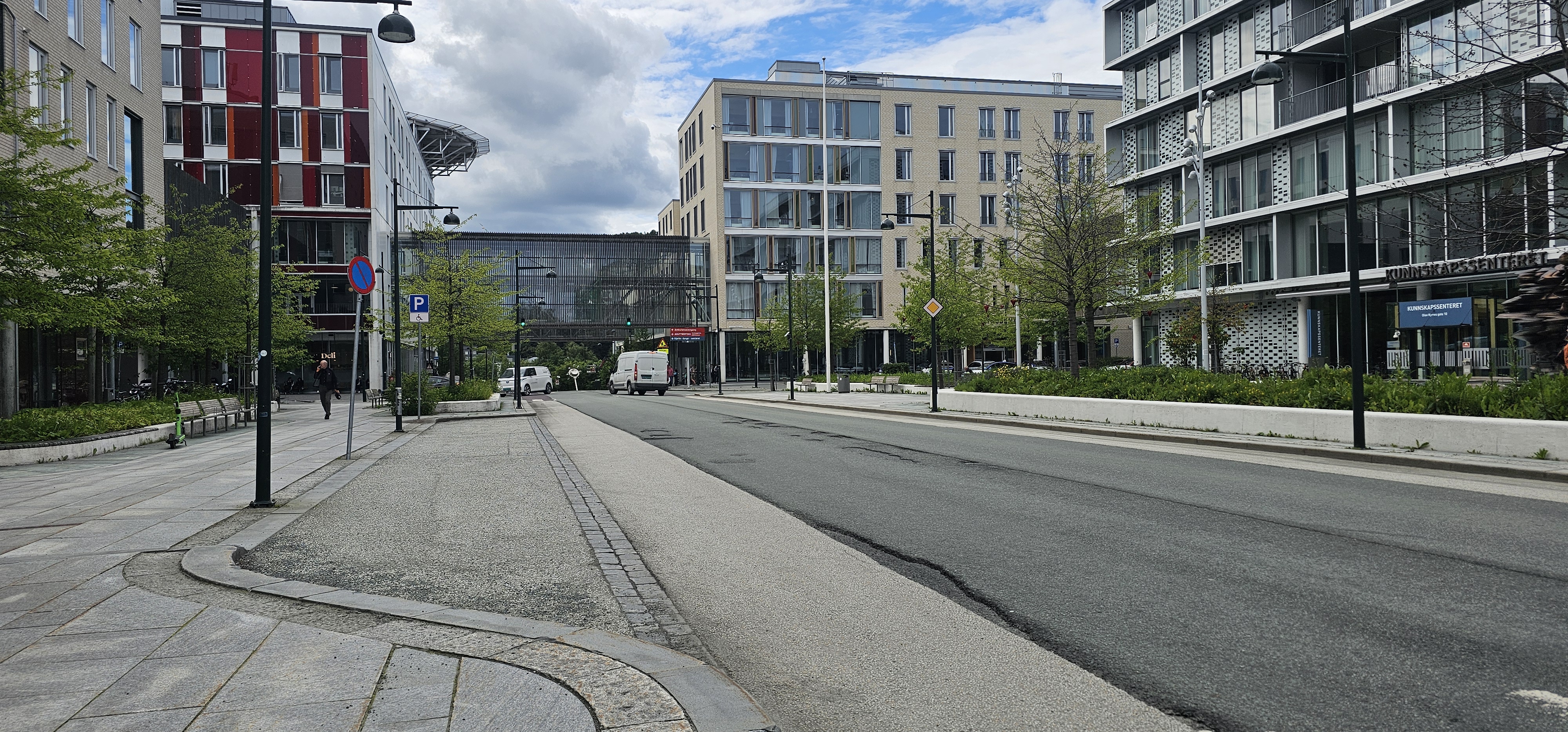 bildet viser sykehusområdet og veien som går igjennom