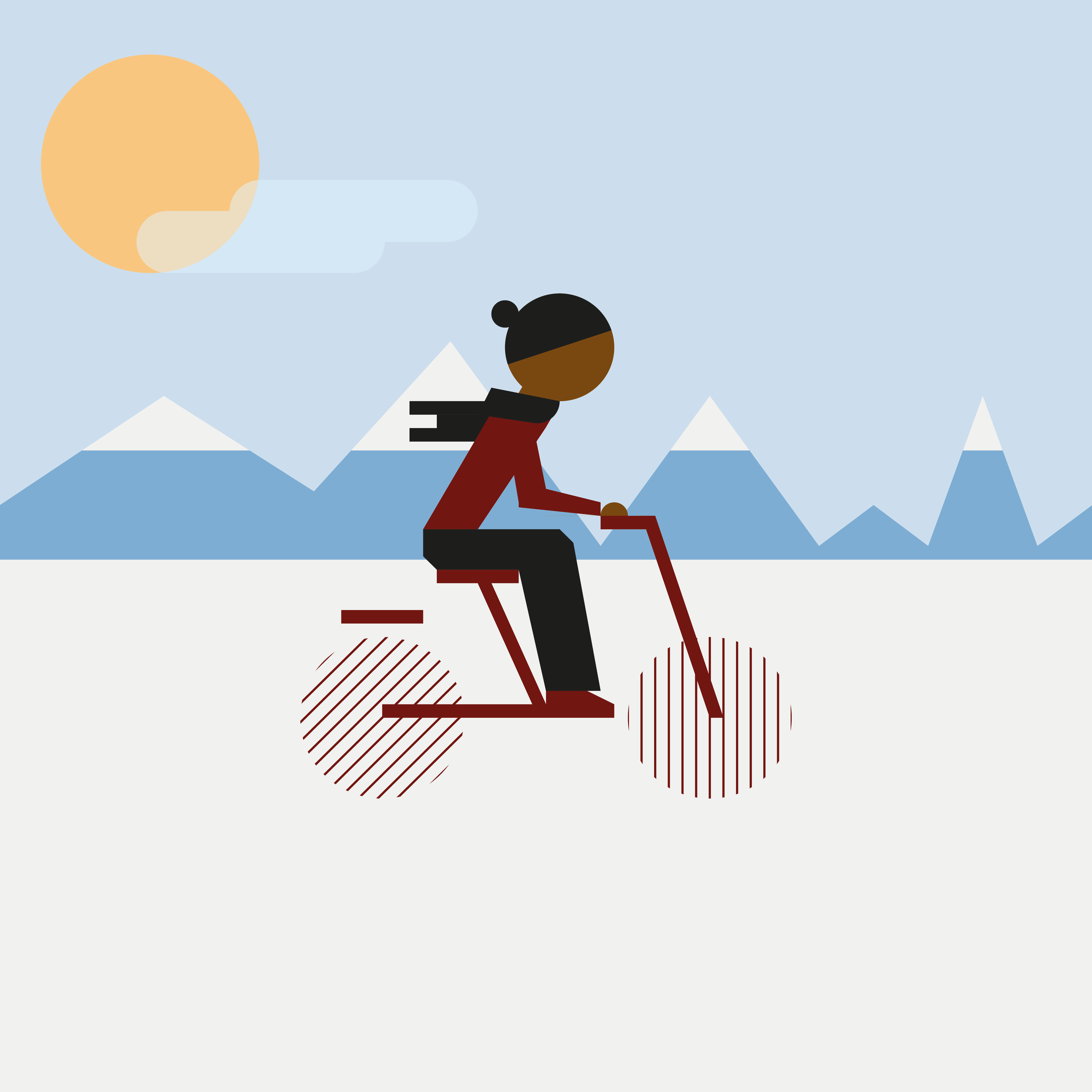 Illustrasjon av person som sykler