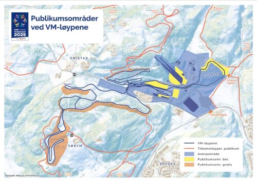 Kart over publikumsområder i Granåsen