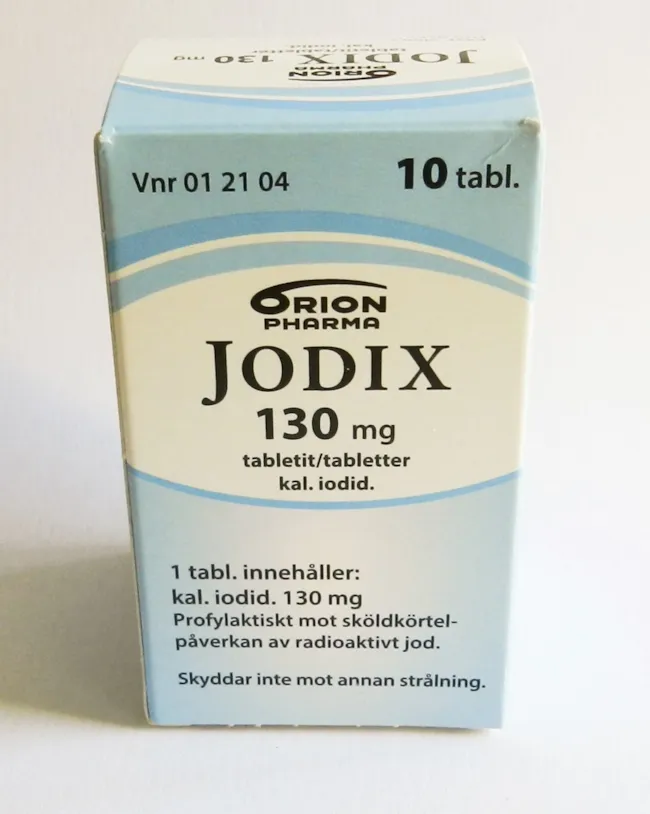 Foto av eske med Jodix-tabletter